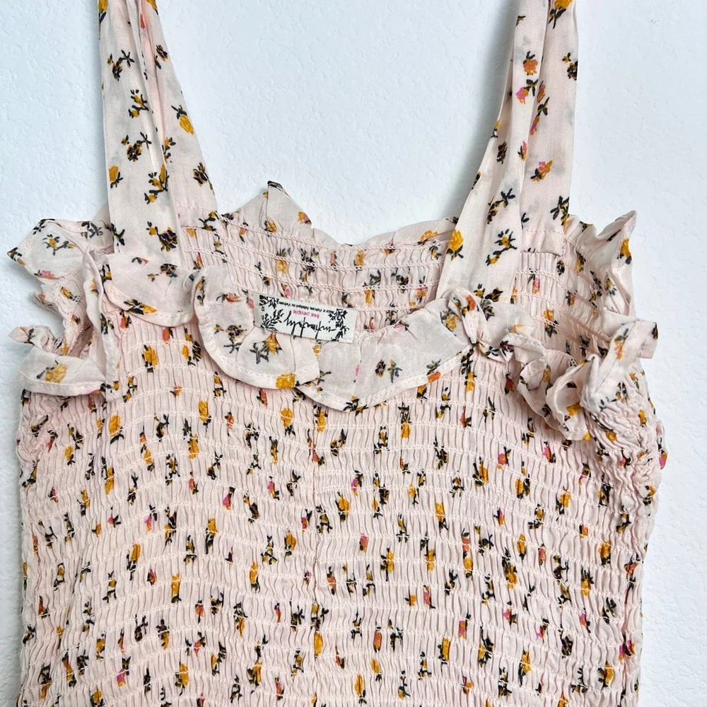 Intimately Free People Cream Floral Bella‎ Smocked Mini Dress XS